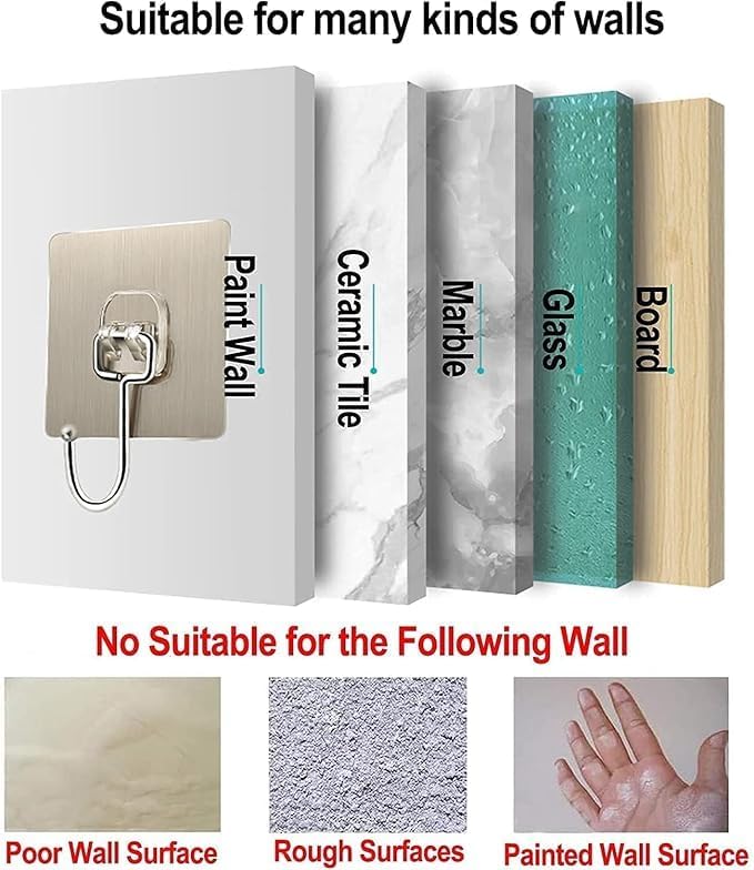 Heavy Duty Wall Hooks – Gold Edition | Order 10 & Get 5 Extra FREE | Self-Adhesive, Rust-Proof, Multi-Purpose Hooks for Home & Kitchen