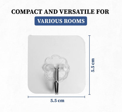 Transparent Reusable Adhesive Wall & Screw Hooks Order 10 Get 10 Free – Heavy Duty, No-Drill,
