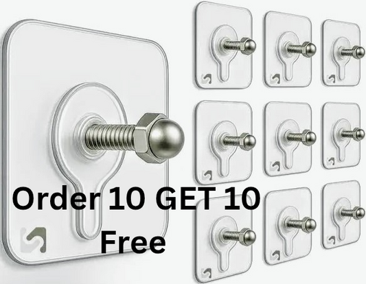 Transparent Reusable Adhesive Wall & Screw Hooks Order 10 Get 10 Free – Heavy Duty, No-Drill,