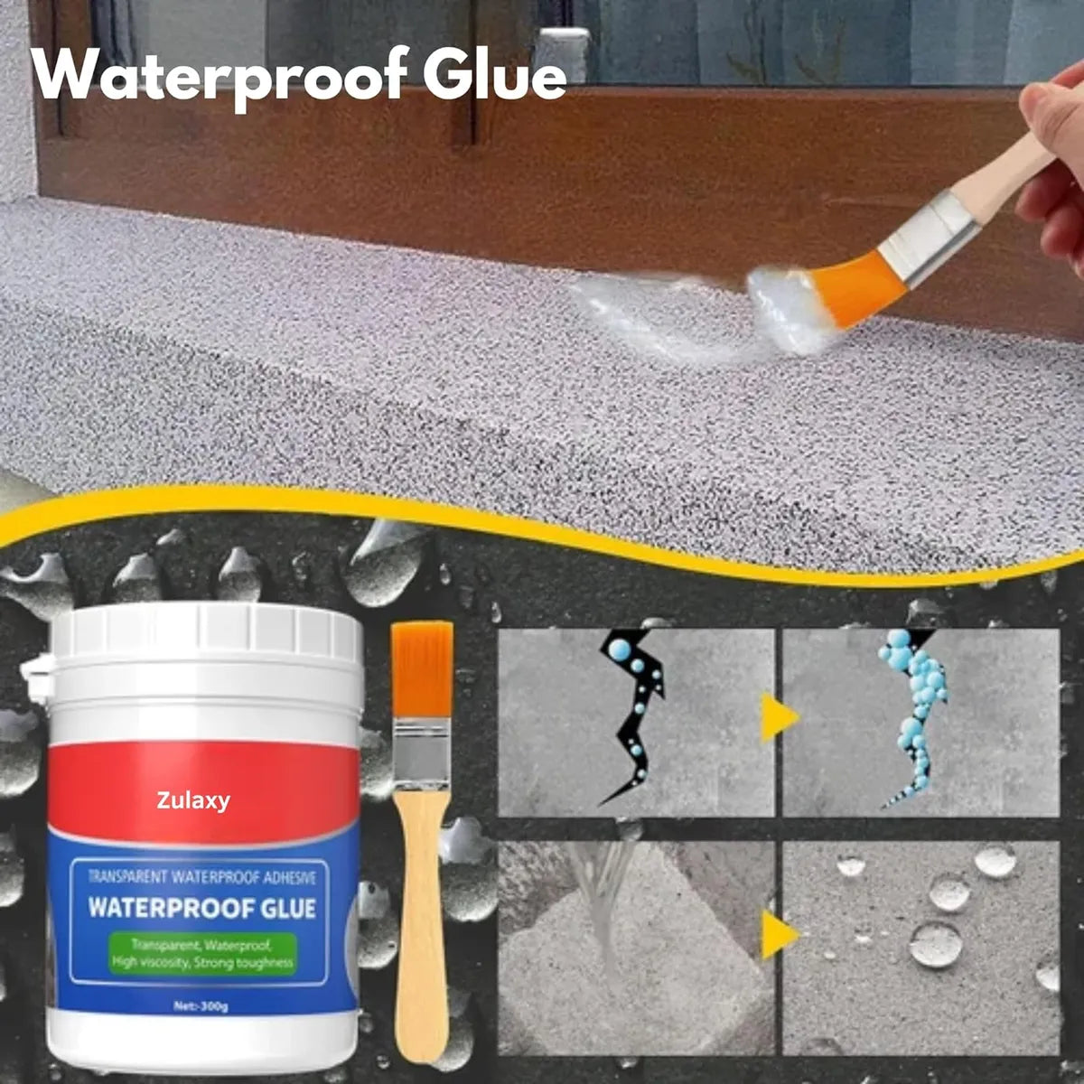 Order 1 Get 1 Free! Waterproof Crack Sealant with Brush – Gel Adhesive for Leaks on Windows, Roofs, Walls & Tiles